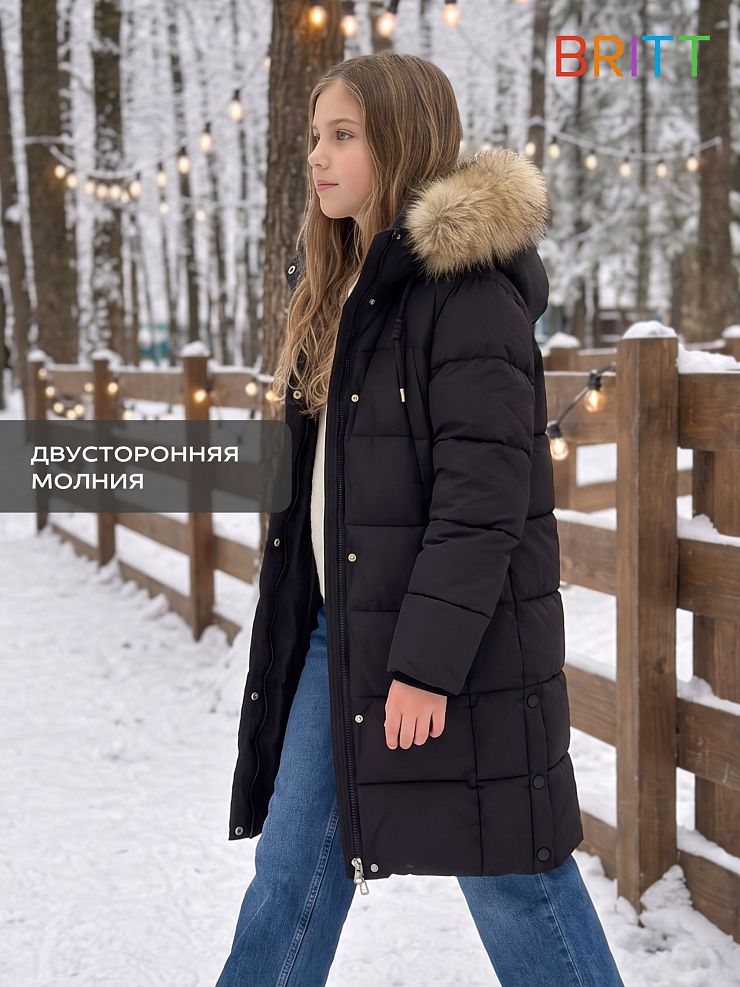 Куртка для девочки зимняя BRITT, черная, модель 66282