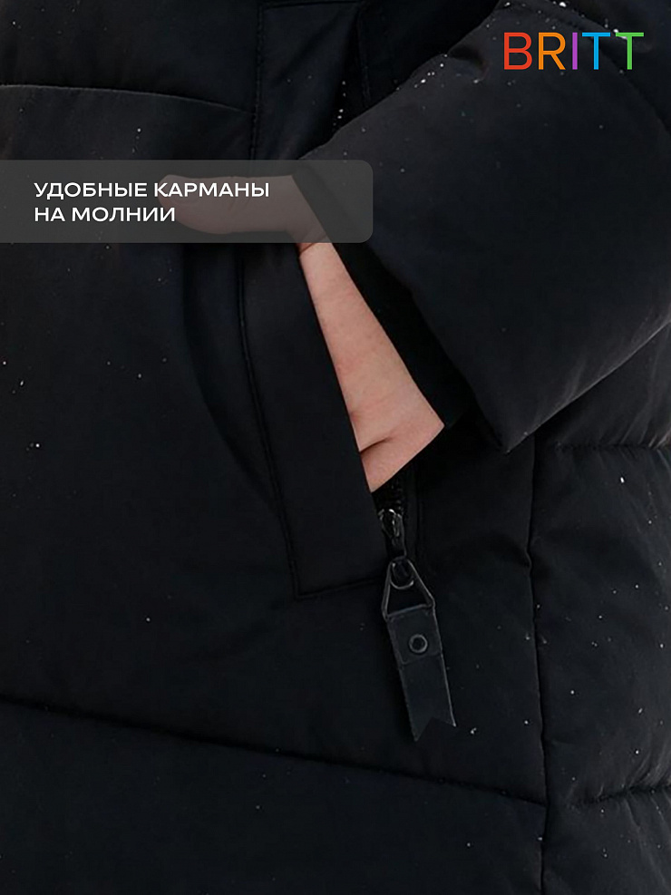 Куртка для девочки зимняя BRITT, черная, модель 66731