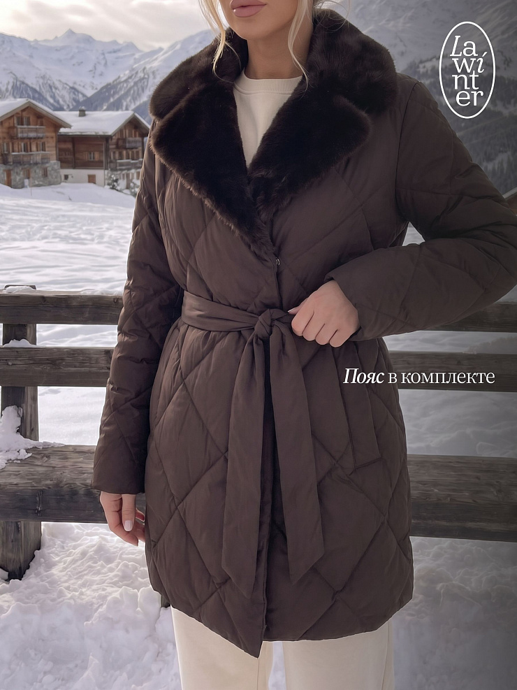 Куртка женская зимняя LAWINTER, коричневая, модель 85361