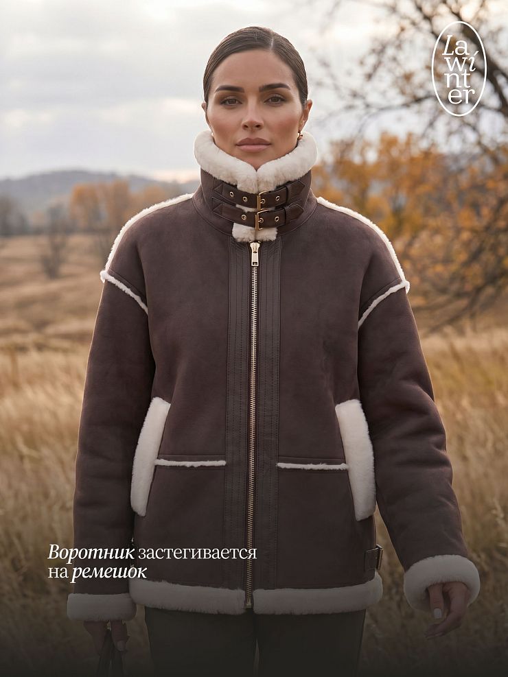 Дубленка женская зимняя LAWINTER, графит, модель 34571