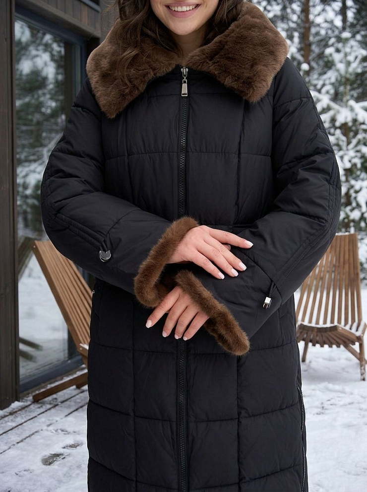 Пуховик женский зимний LAWINTER, черный, модель 85471