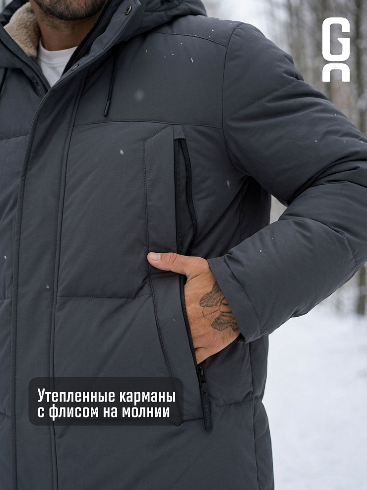 Пуховик мужской зимний GRIZMAN, темно-серый, модель 75192