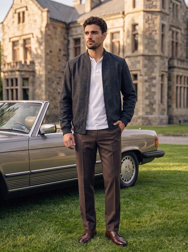 Бомбер мужской осенний GRIZMAN, черно-серый, модель 76318