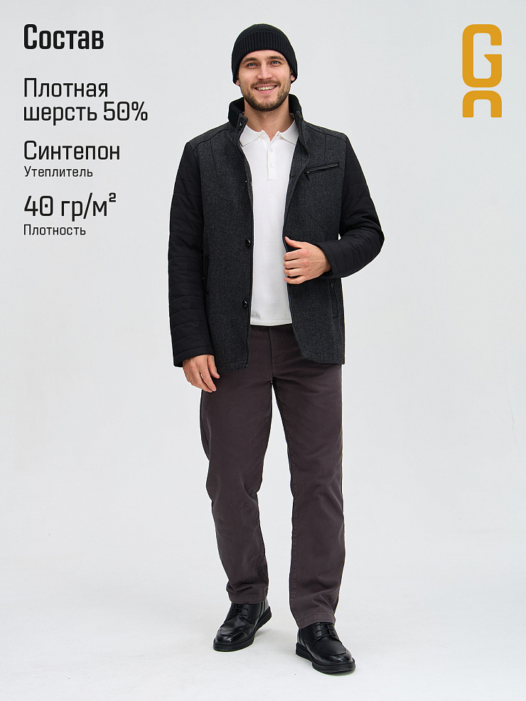 Пальто мужское осеннее GRIZMAN, черно-серое, модель 73888