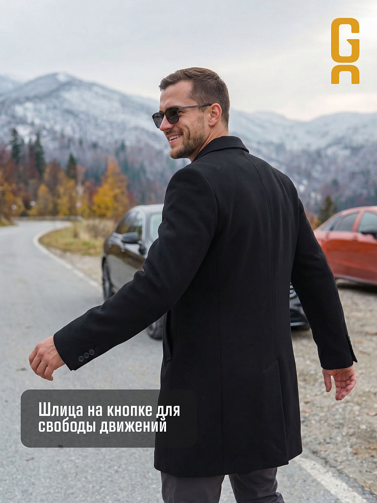 Пальто мужское осеннее GRIZMAN, черное, модель 74579