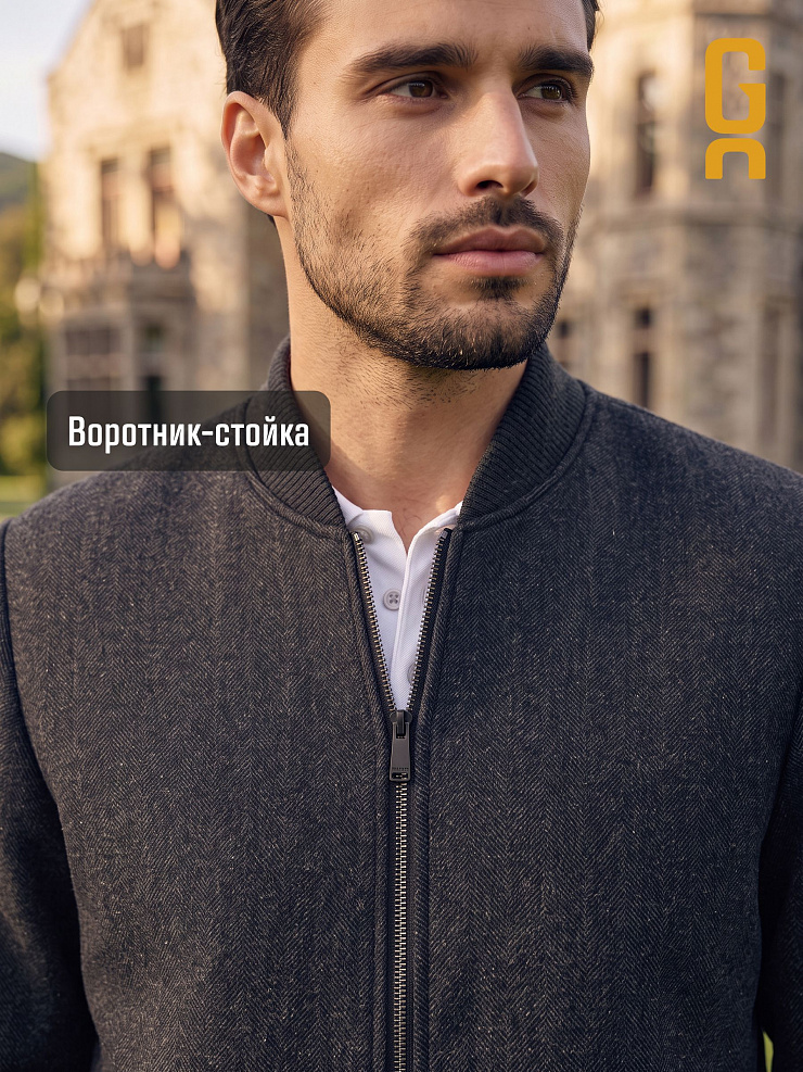 Бомбер мужской осенний GRIZMAN, черно-серый, модель 76318