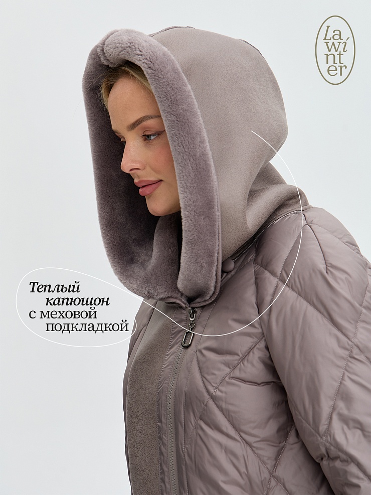Куртка женская зимняя LAWINTER, кофе, модель 84131
