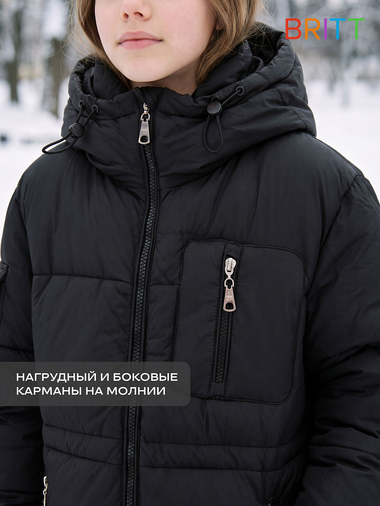 Куртка для девочки зимняя BRITT, черная, модель 66391