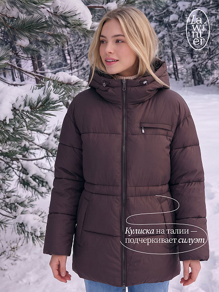 Куртка женская зимняя LAWINTER, коричневая, модель 8696