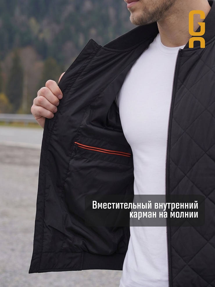 Бомбер мужской демисезонный GRIZMAN, черный, модель 72509