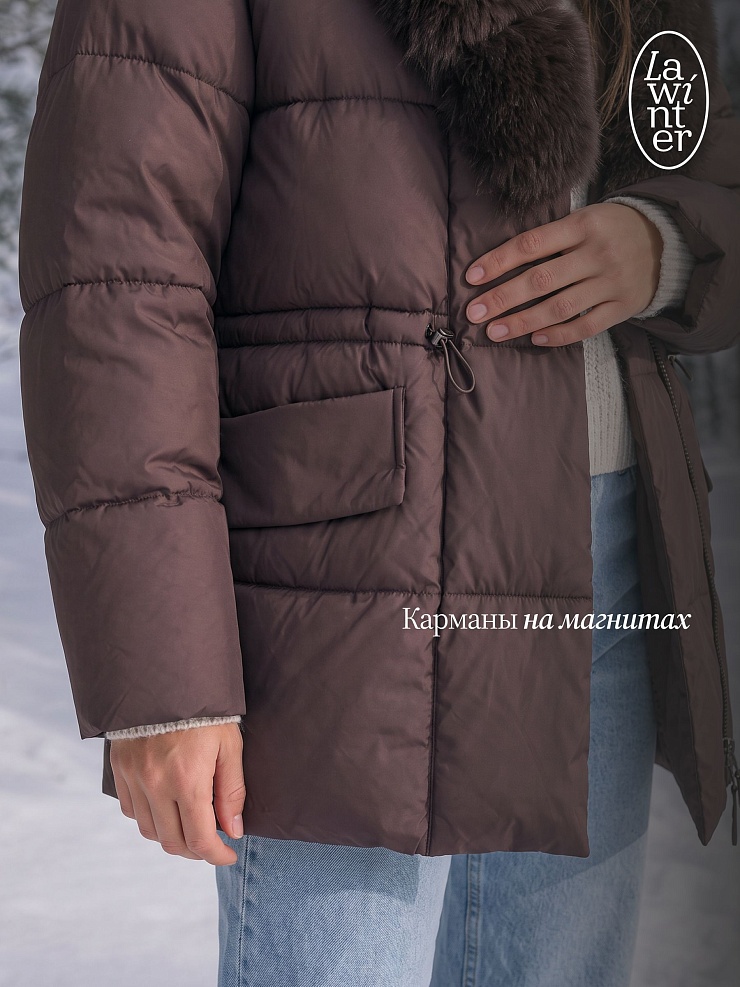 Куртка женская зимняя LAWINTER, коричневая, модель 86385