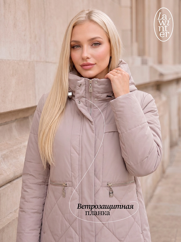 Пальто женское демисезонное LAWINTER, светлый капучино, модель 83462