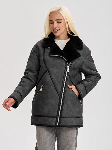 Дубленка LAWINTER  модель 35766, цвет Темно-серый