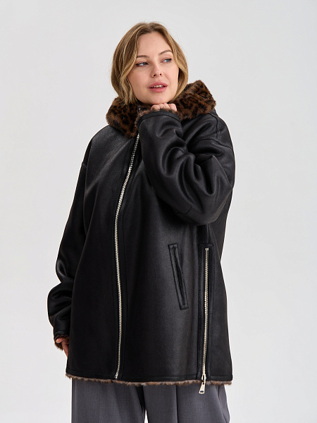 Дубленка LAWINTER  модель 35622, цвет Черный леопард