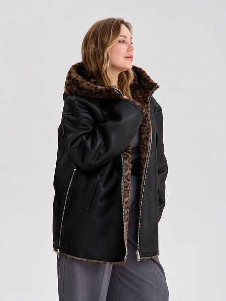 Дубленка LAWINTER  модель 35622, цвет Черный леопард