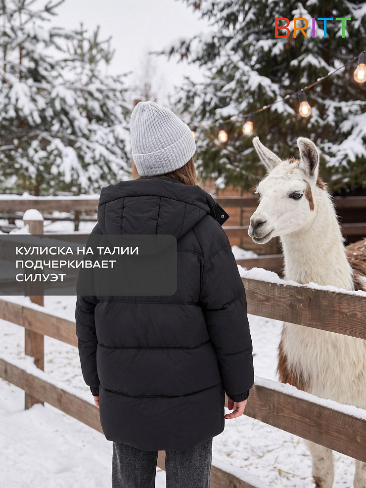 Куртка для девочки зимняя BRITT, черная, модель 66683