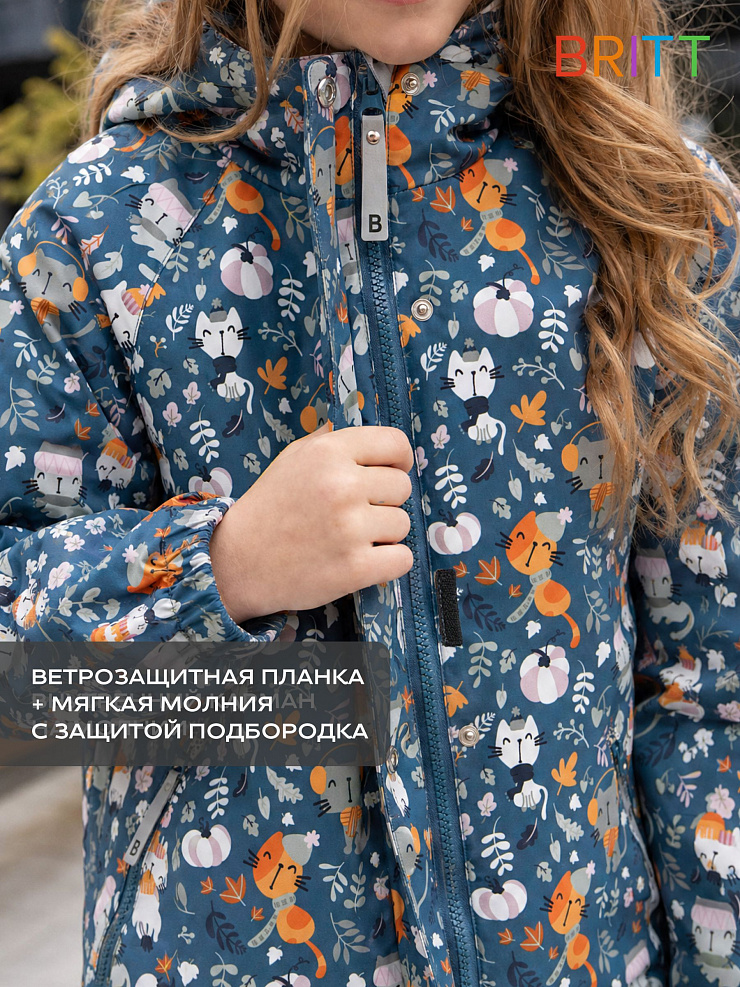 Куртка для девочки демисезонная BRITT, графит, модель 64412