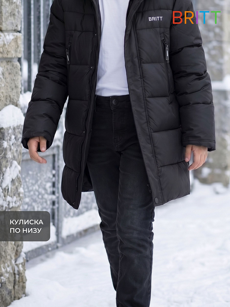 Куртка для мальчика зимняя BRITT, черная, модель 65832