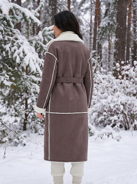 Дубленка женская зимняя LAWINTER, серая, модель 34419