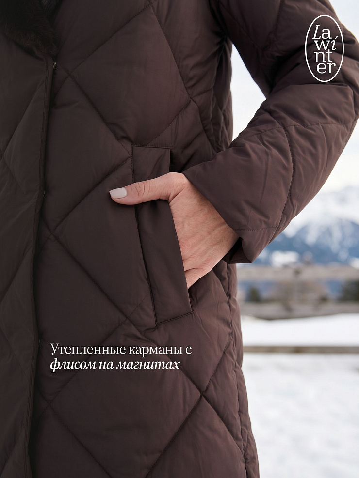 Куртка женская зимняя LAWINTER, коричневая, модель 85361