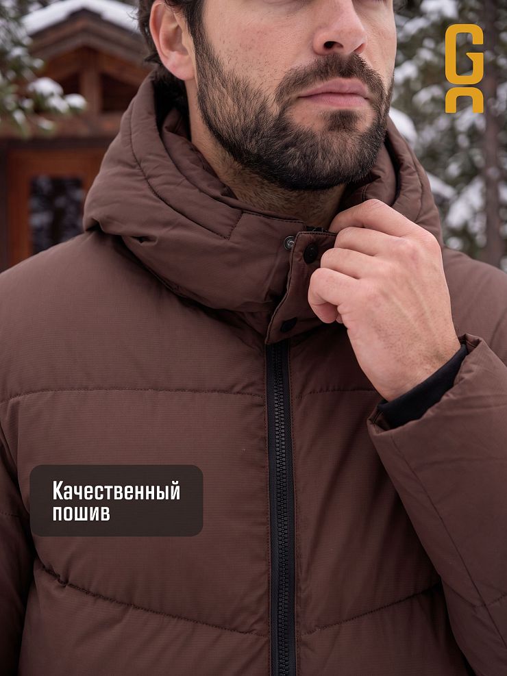 Куртка мужская зимняя GRIZMAN, коричневая, модель 76293