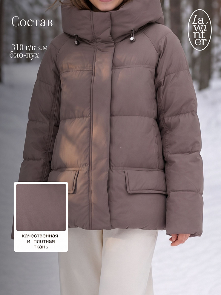 Куртка женская зимняя LAWINTER, коричневая, модель 85221