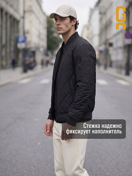 Бомбер мужской демисезонный GRIZMAN, черный, модель 72509