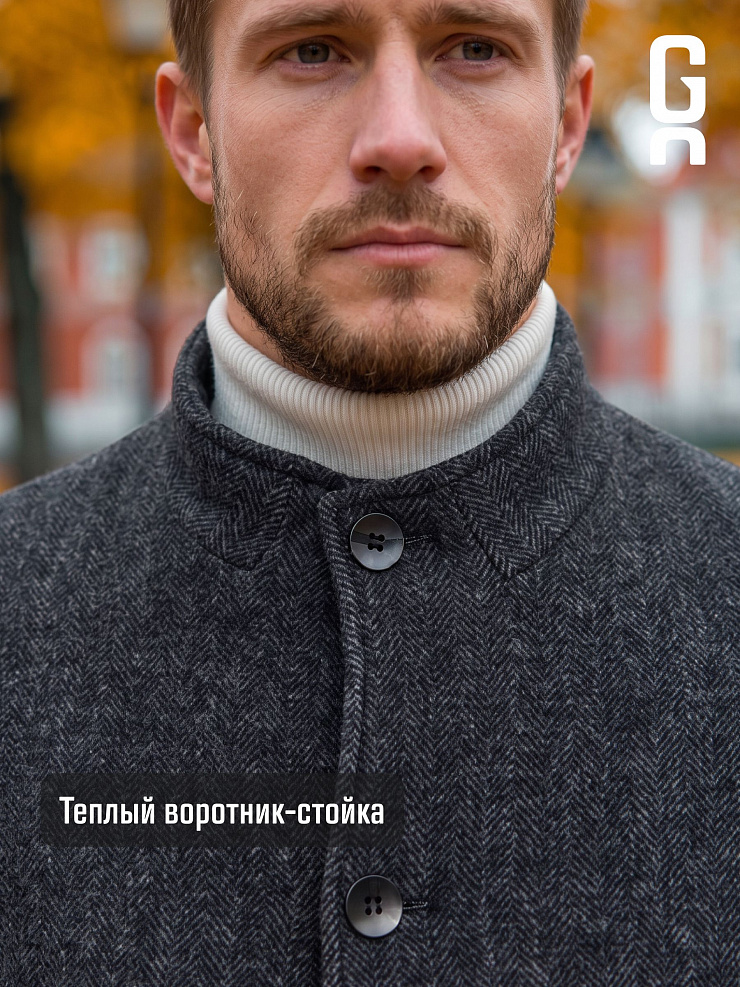 Пальто мужское осеннее GRIZMAN, темно-серое, модель 73678