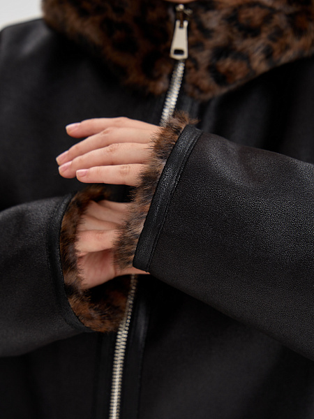 Дубленка LAWINTER  модель 35622, цвет Черный леопард