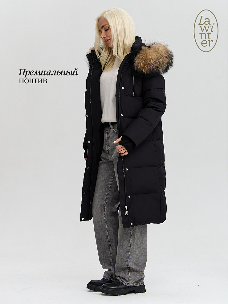 Пуховик женский зимний LAWINTER, черный, модель 83382