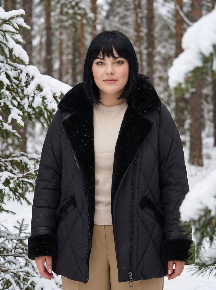 Куртка женская зимняя LAWINTER, черная, модель 8535