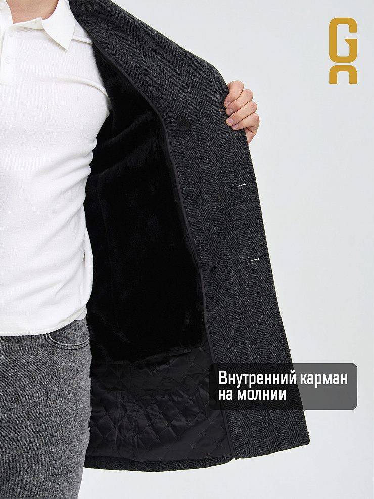 Пальто мужское демисезонное GRIZMAN, черно-серое, модель 73222
