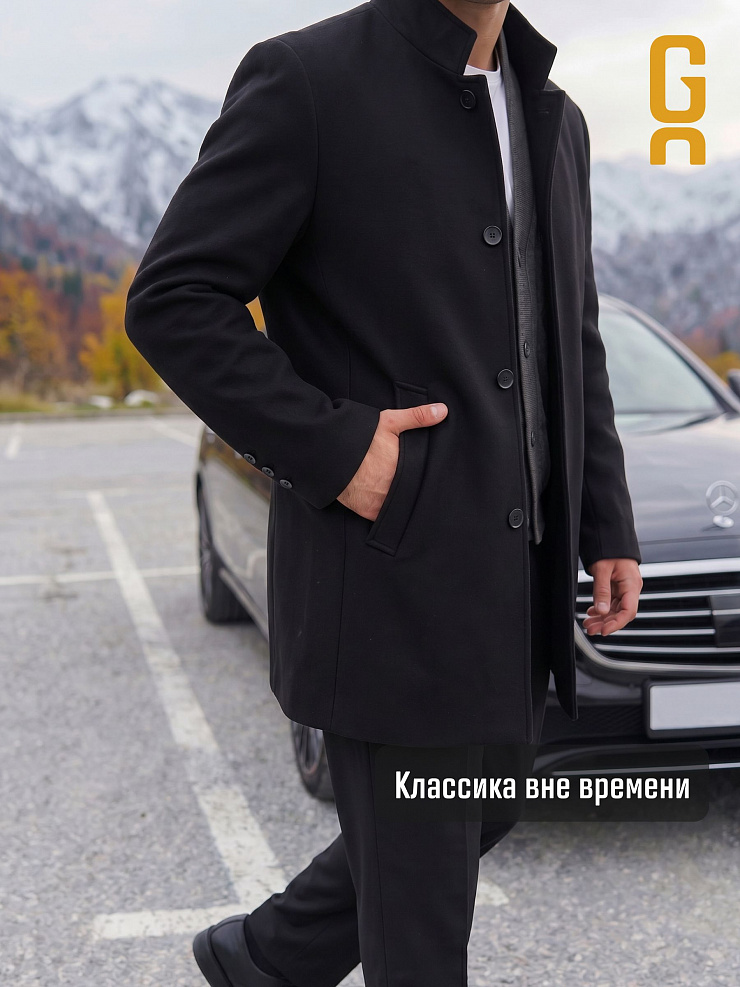 Пальто мужское осеннее GRIZMAN, черное, модель 74704