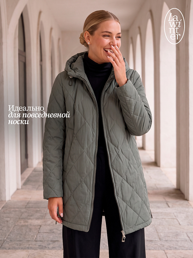 Куртка женская демисезонная LAWINTER, серый хаки, модель 82145