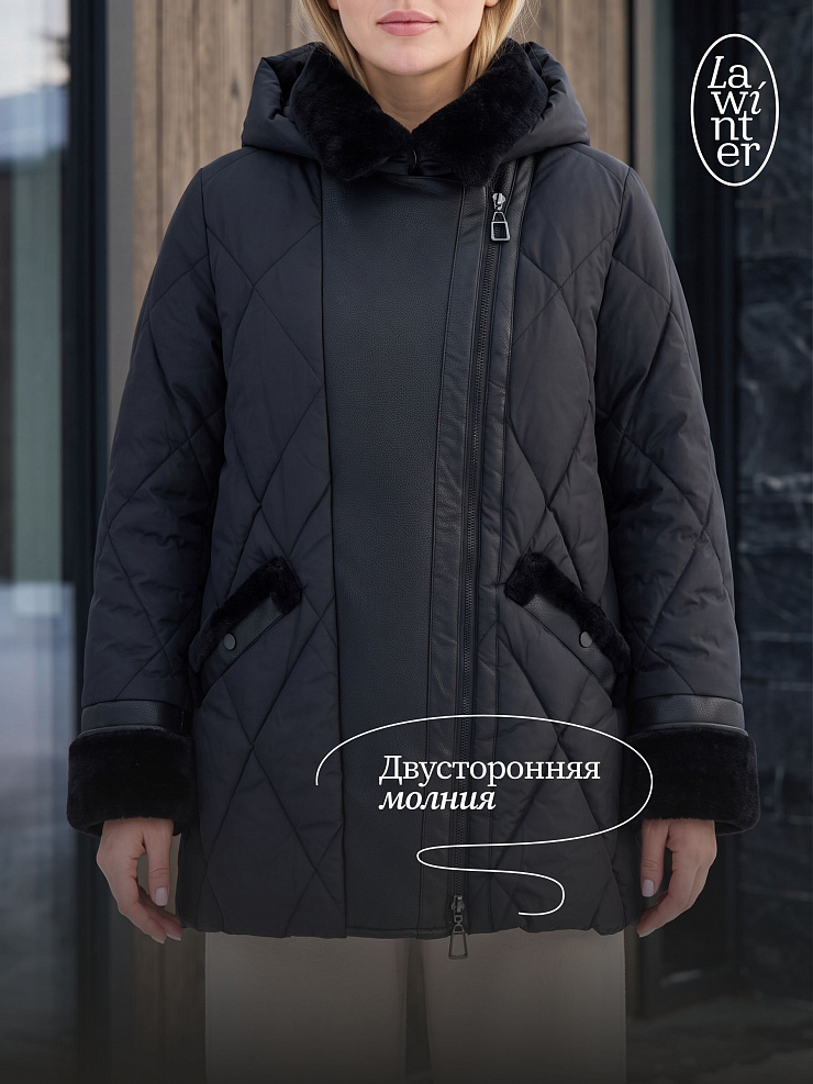 Куртка женская зимняя LAWINTER, черная, модель 8535