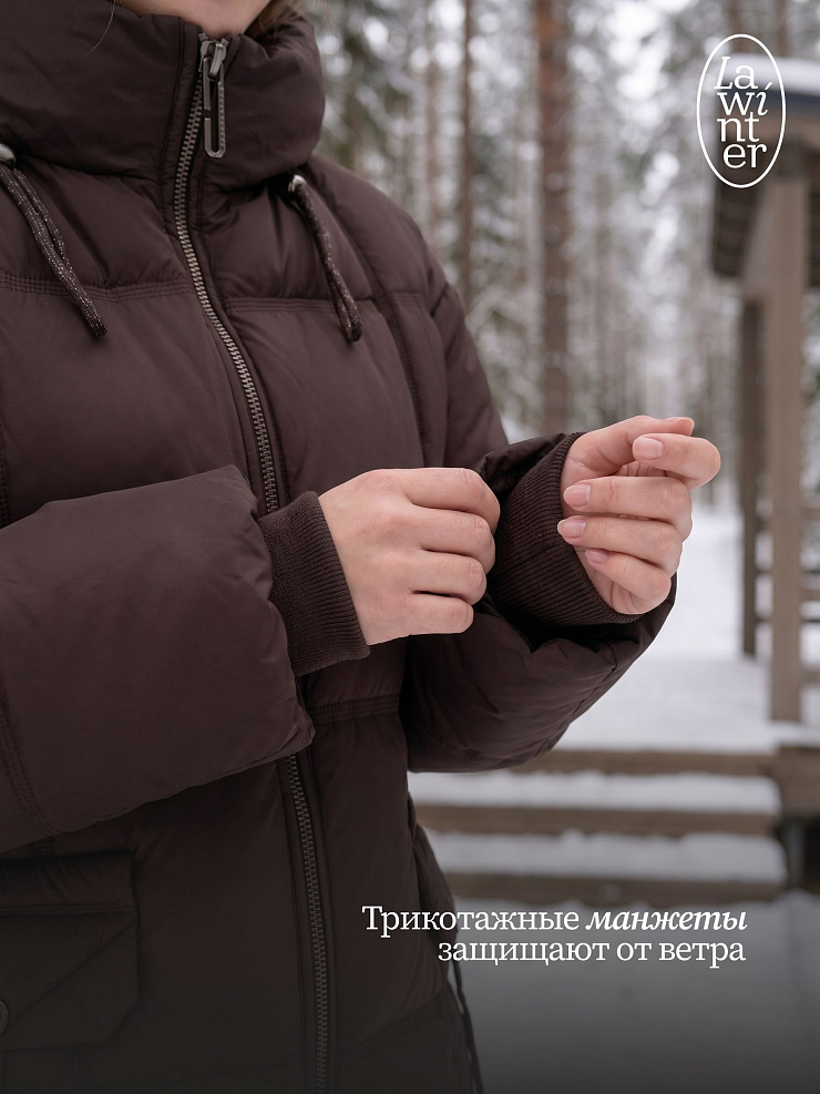 Куртка женская зимняя LAWINTER, коричневая, модель 84222