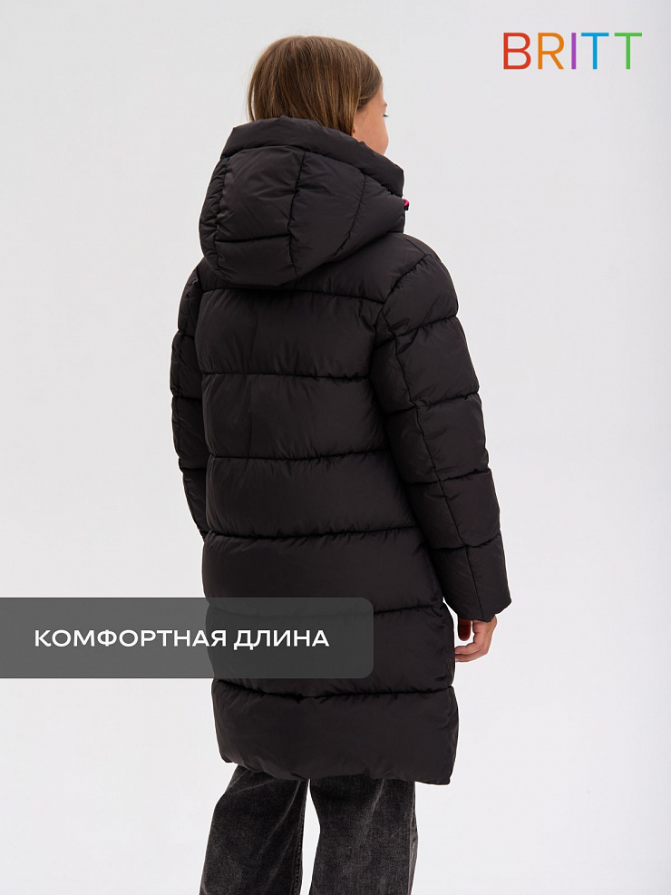 Куртка для девочки зимняя BRITT, черно-розовая, модель 65178
