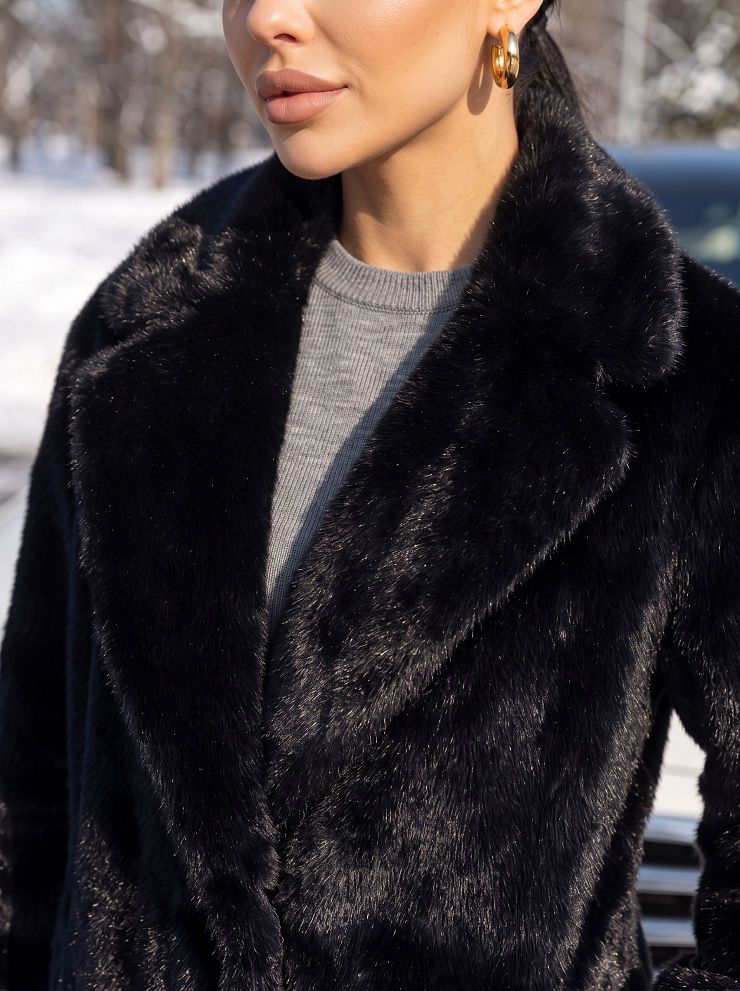 Шуба женская зимняя LAWINTER, черная, модель 55845