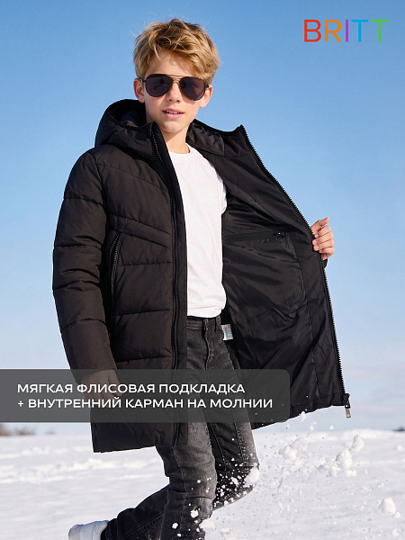 Куртка для мальчика зимняя BRITT, черная, модель 65522