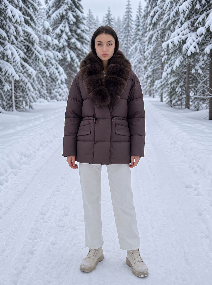 Куртка женская зимняя LAWINTER, коричневая, модель 86385