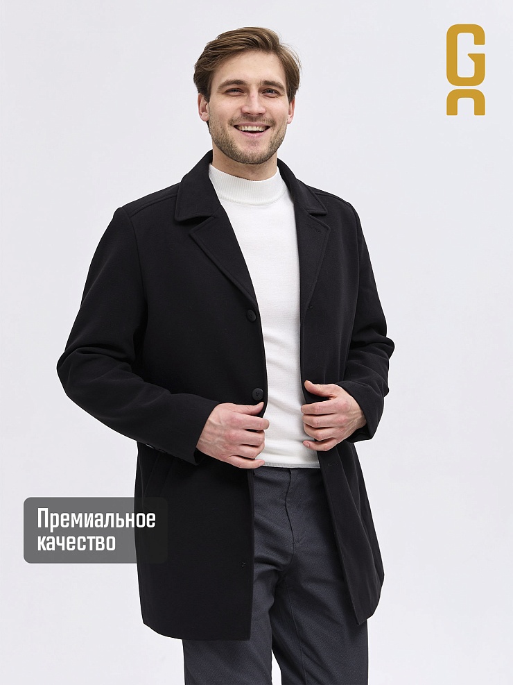 Пальто мужское осеннее GRIZMAN, черное, модель 73931