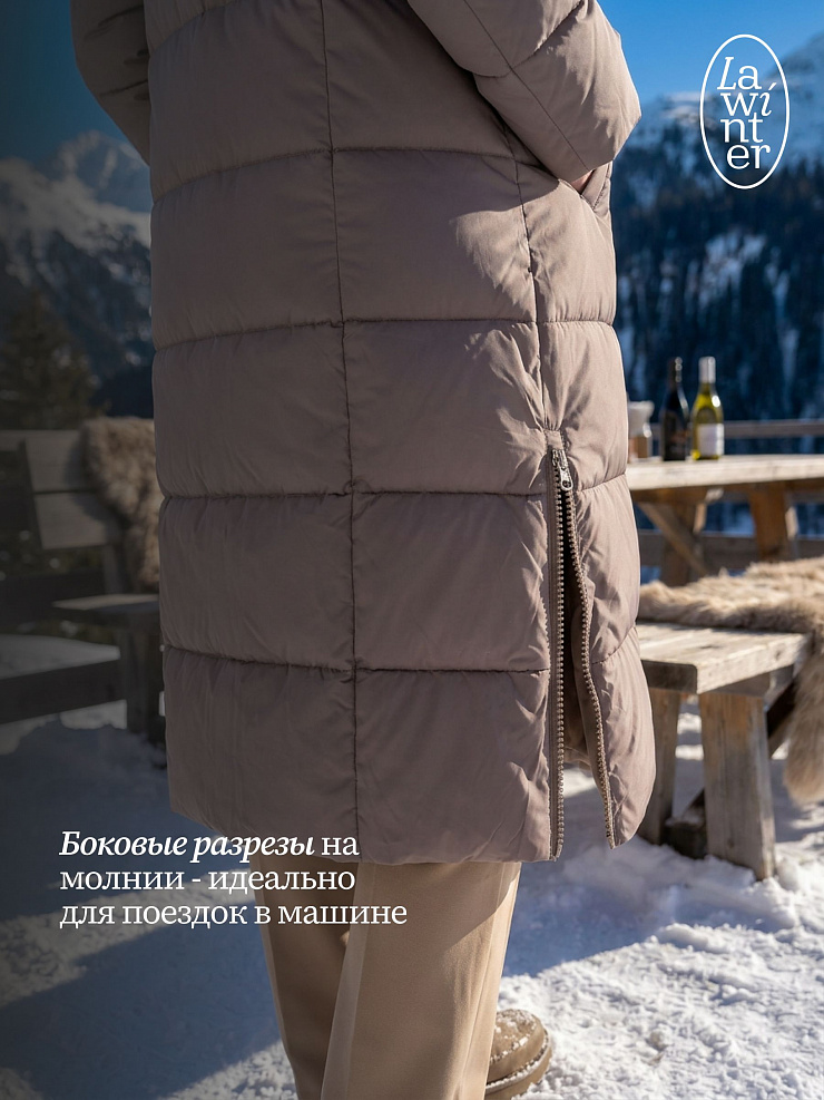 Пуховик женский зимний LAWINTER, капучино, модель 85471