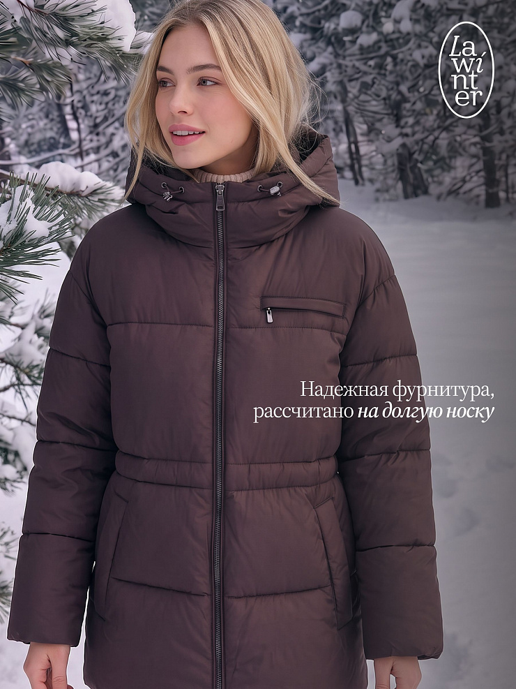 Куртка женская зимняя LAWINTER, коричневая, модель 8696