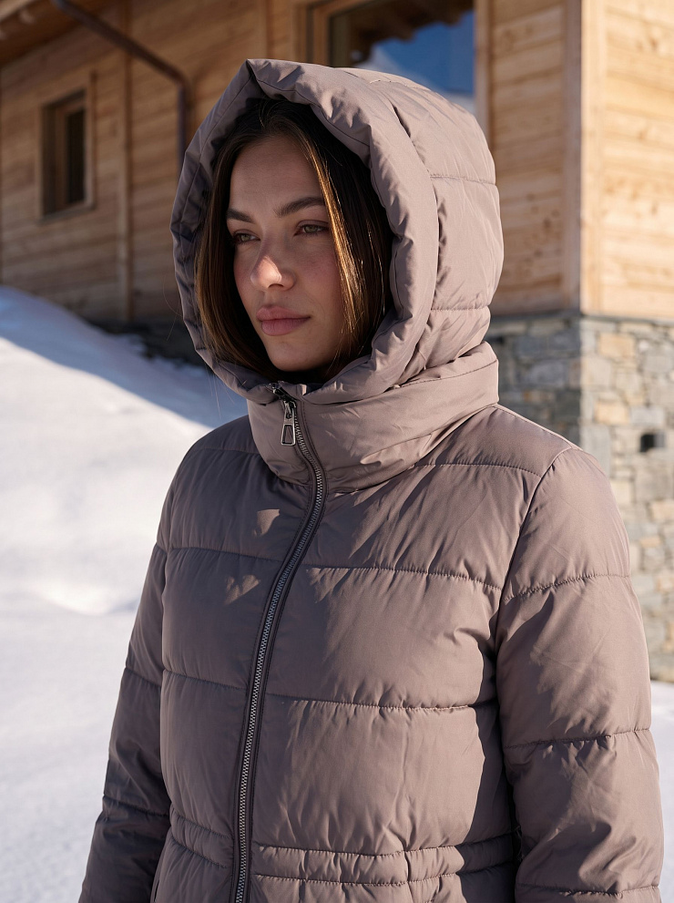 Пуховик женский зимний LAWINTER, серый, модель 86146
