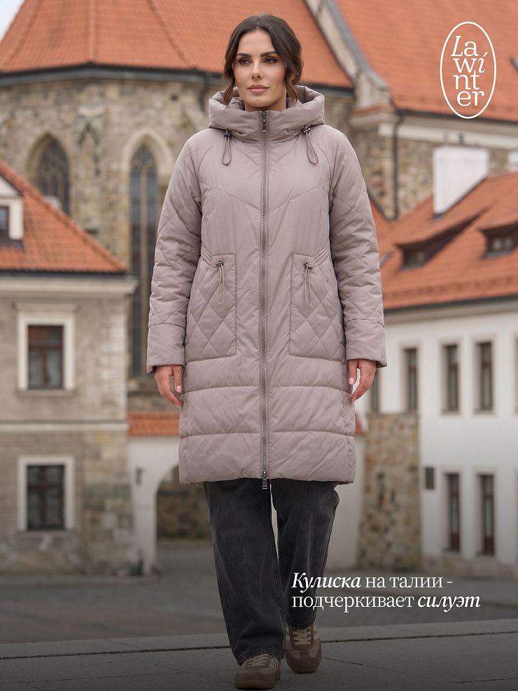 Пальто женское демисезонное LAWINTER, капучино, модель 84844