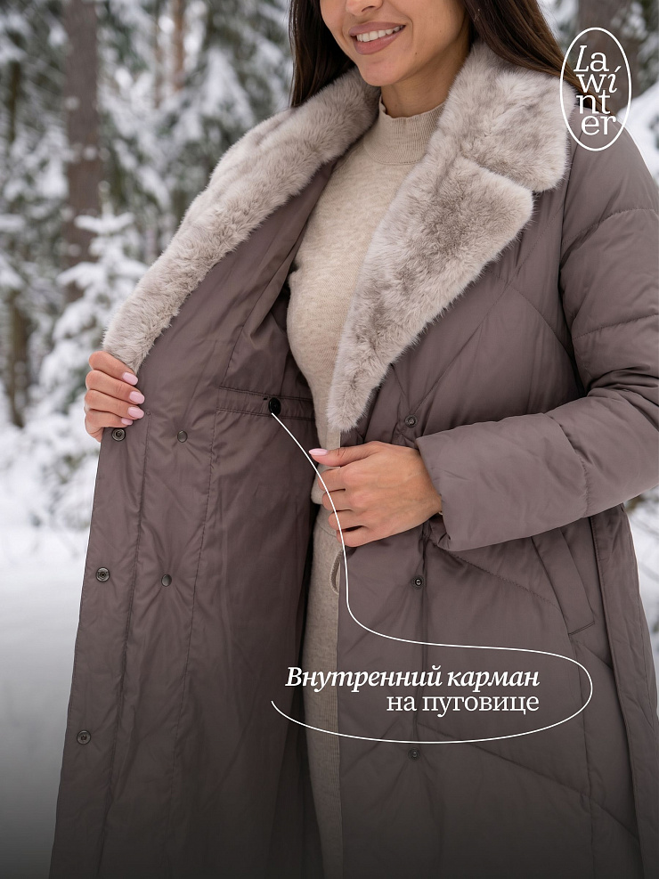 Пуховик женский зимний LAWINTER, капучино, модель 85956