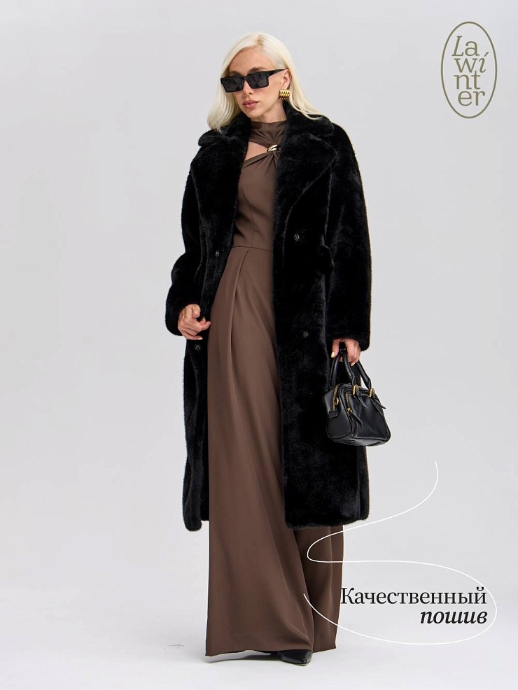 Шуба женская зимняя LAWINTER, черная, модель 53683