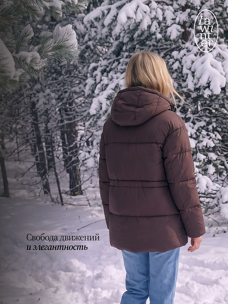 Куртка женская зимняя LAWINTER, коричневая, модель 8696
