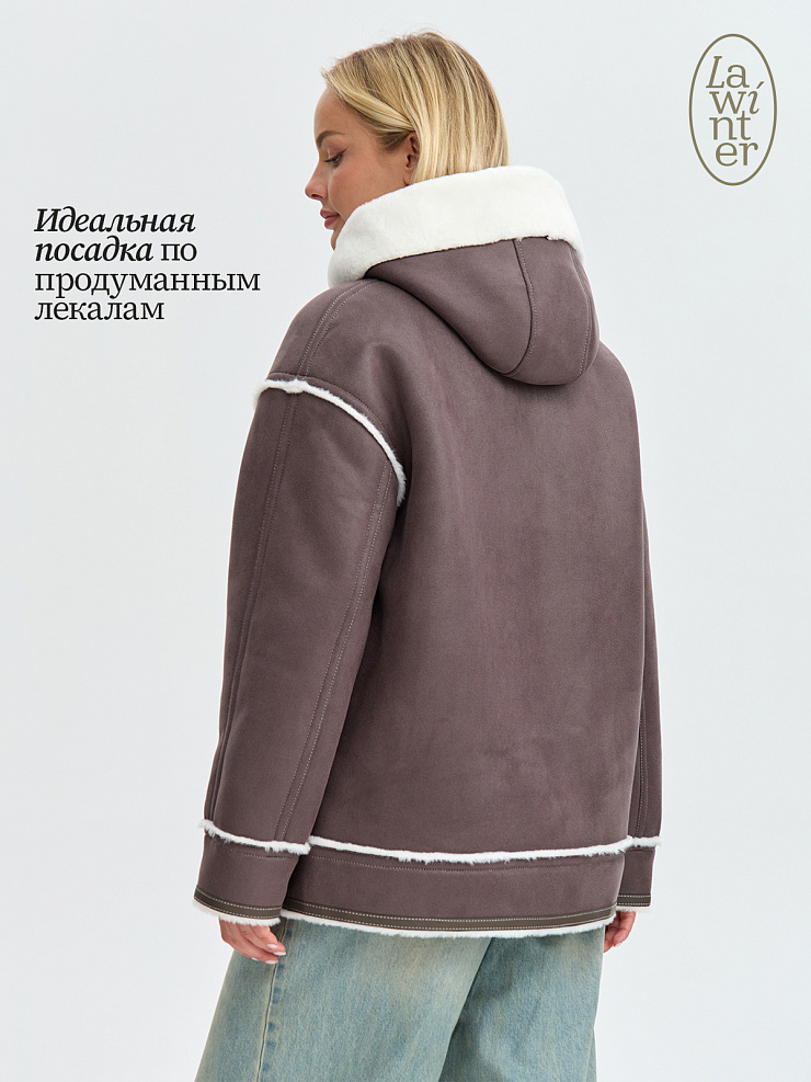 Дубленка женская зимняя LAWINTER, серая, модель 35860