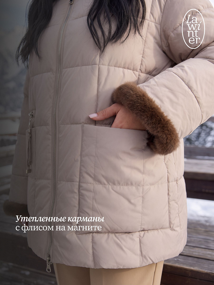 Куртка женская зимняя LAWINTER, светло-серая, модель 85136